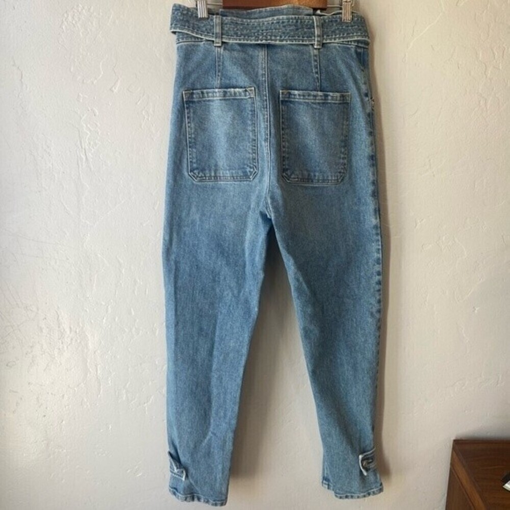 A.L.C. Luke High Waisted Paper Bag Denim Pants in Light Indigo - Picture 7 of 15